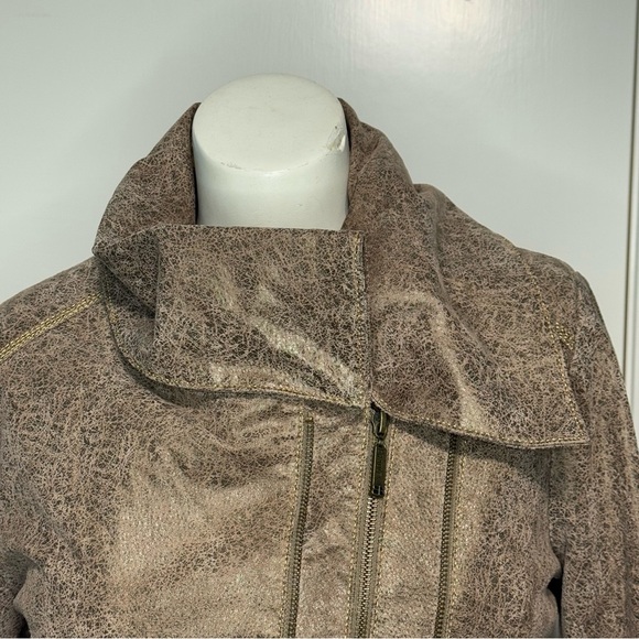 BRADLEY BAYOU women’s distressed crackle brown leather jacket Western Boho Large - Picture 8 of 17